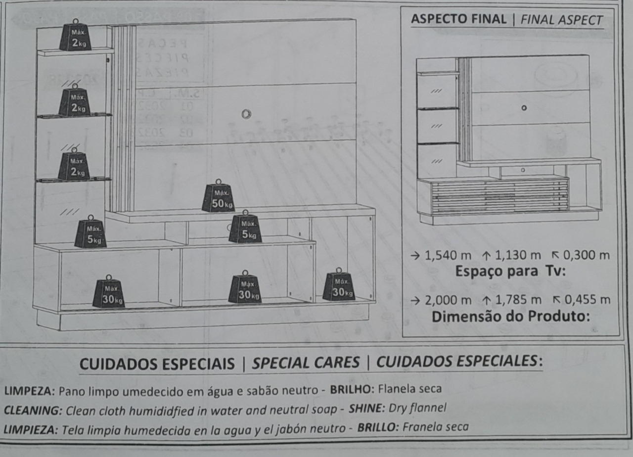 Mueble Rack TV con panel y repisa lateral - Imagen 8