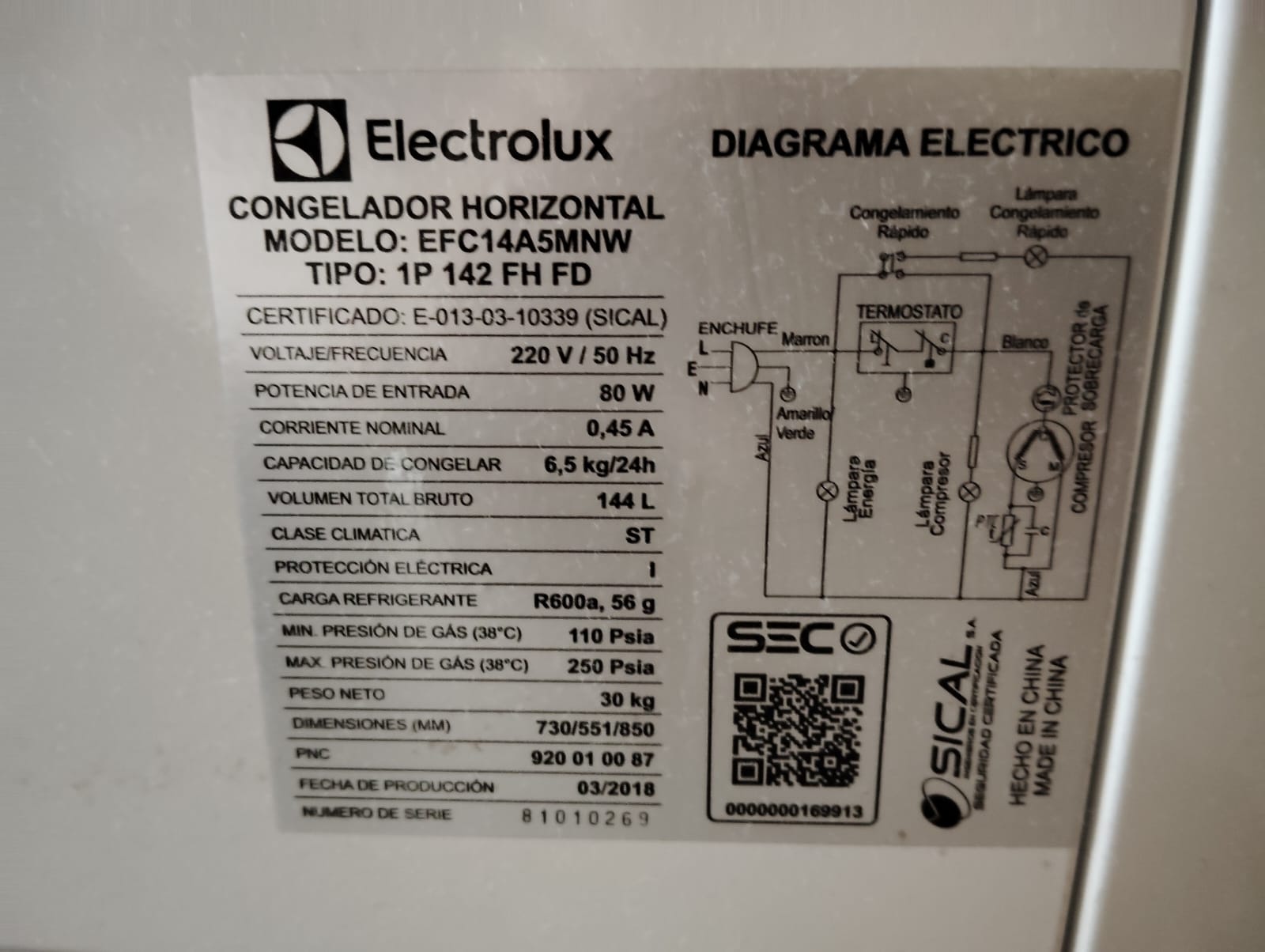 Congelador horizontal Electrolux 144 Lts - Imagen 3