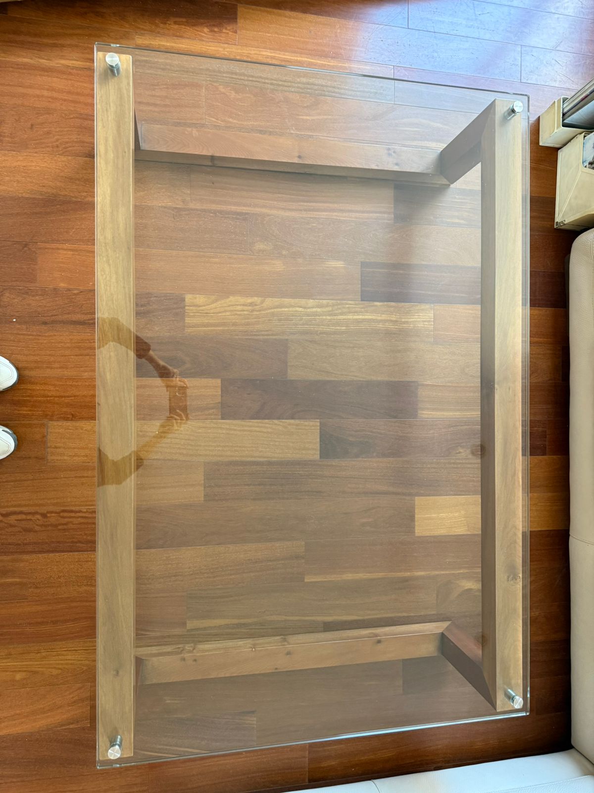 Mesa de centro vidrio suspendido y madera - Imagen 2