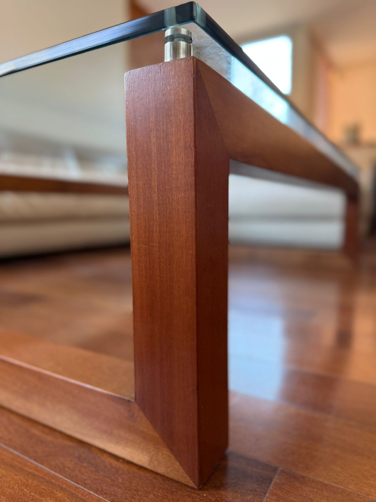 Mesa de centro vidrio suspendido y madera - Imagen 4