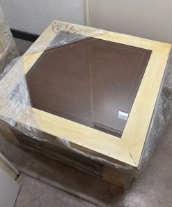 Mesa de centro ecocuero con vidrio