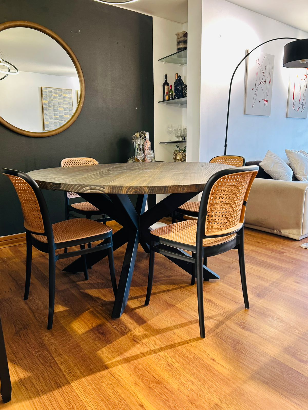 Juego de comedor madera roble con 4 sillas - Imagen 5