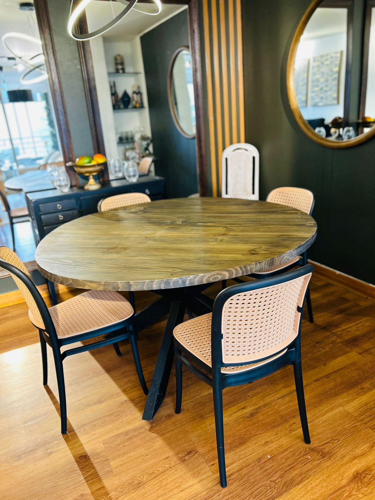 Juego de comedor madera roble con 4 sillas - Imagen 9