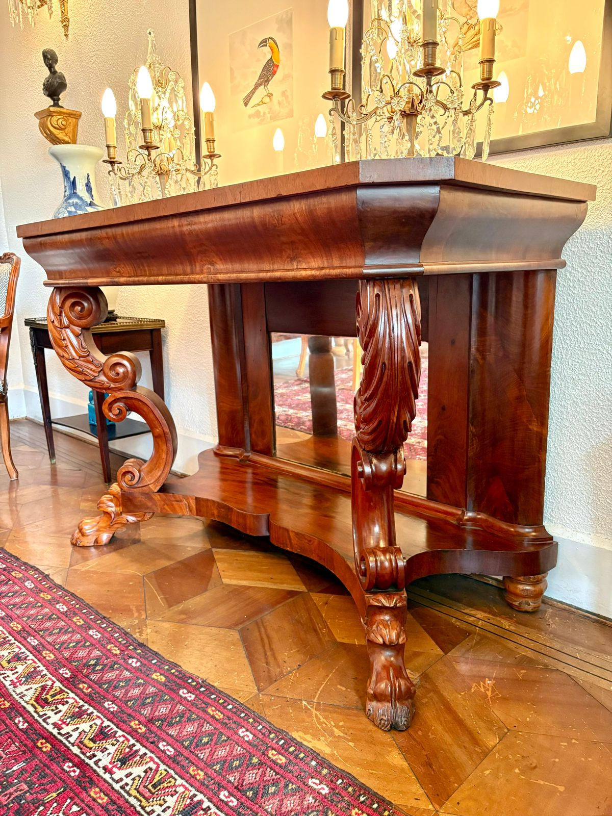 Arrimo antiguo victoriano de caoba con espejo - Imagen 3