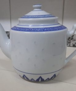 Tetera porcelana flores blanco y azul