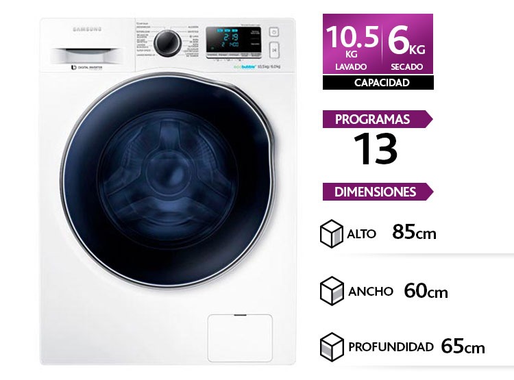 Lavadora secadora Samsung Ecobubble 10,5/6kg - Imagen 6