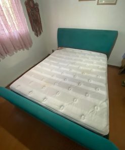 Cama de 2 plazas felpa turquesa