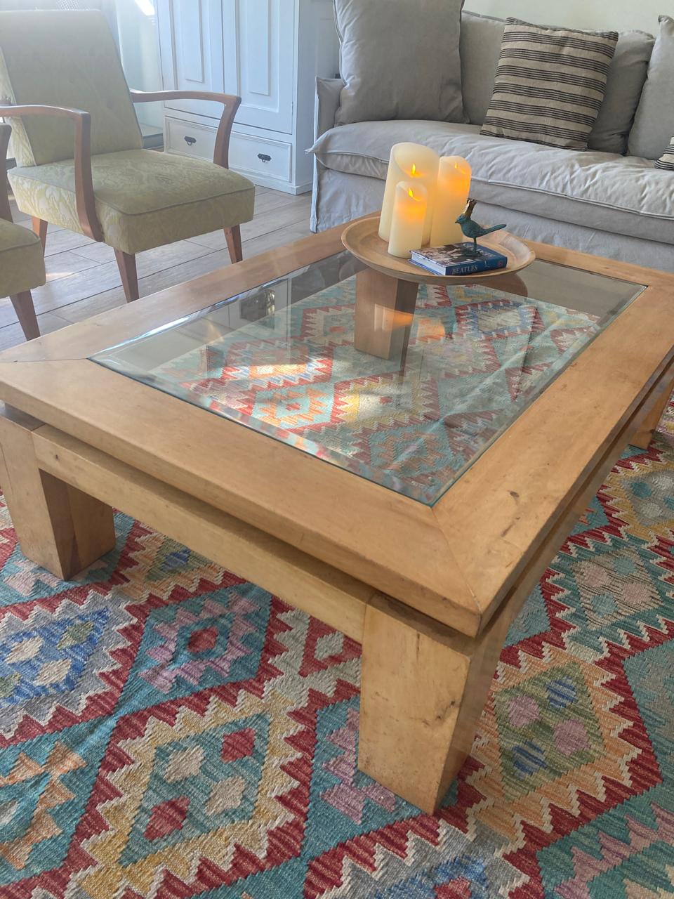 Mesa de centro vidrio central biselado