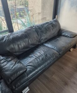 Sofá 3 cuerpos cuero negro