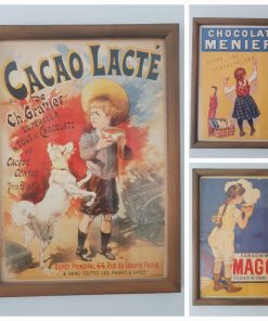 Set 3 láminas francesas enmarcadas con vidrio