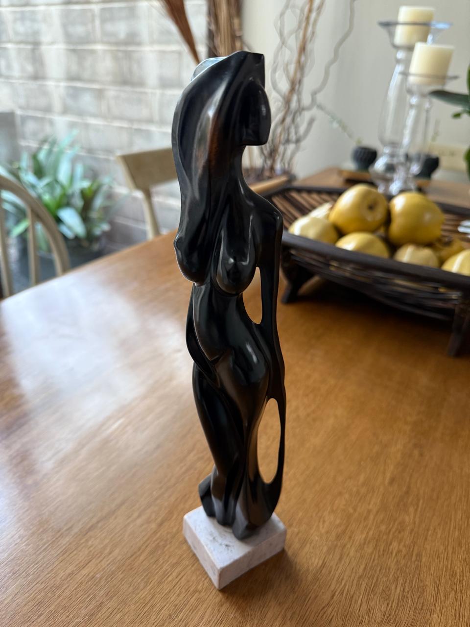 Escultura de Ébano con base mármol - Imagen 3