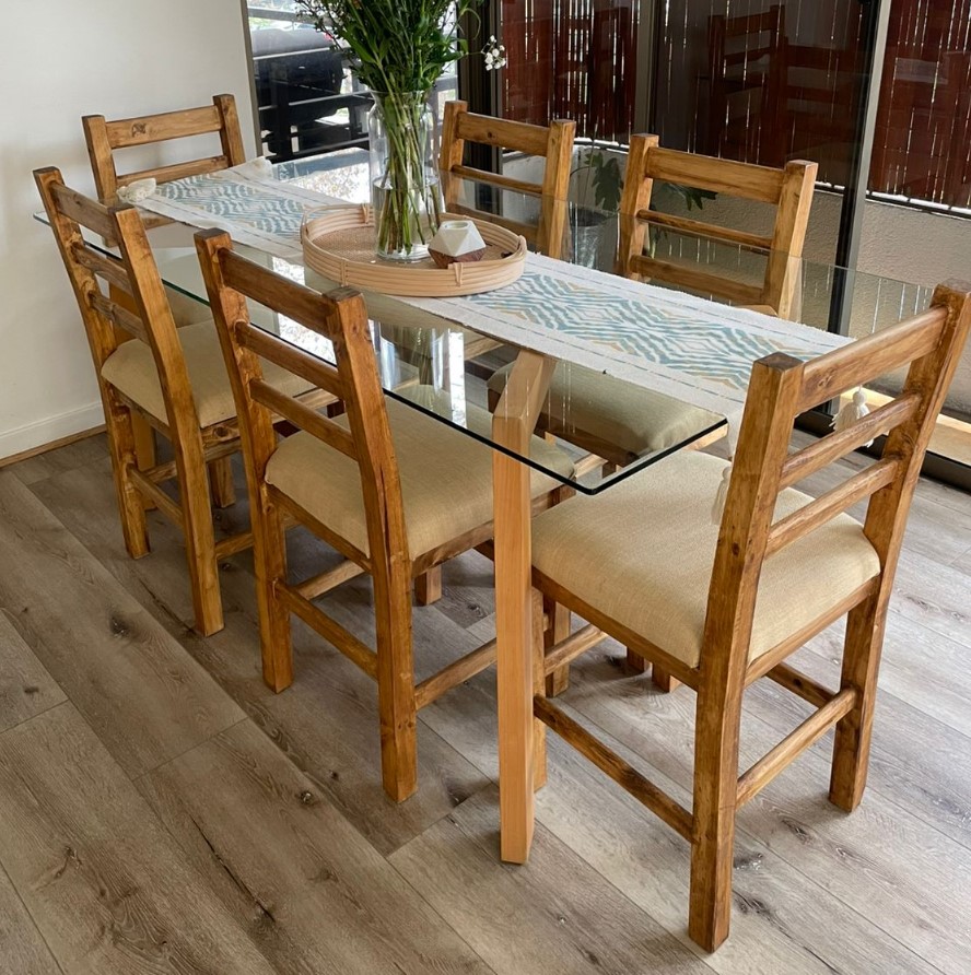 Juego de 6 sillas comedor color arena