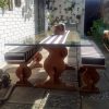 Juego de comedor vidrio templado con 2 banquetas