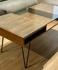 Mesa de centro moderna vidrio y madera
