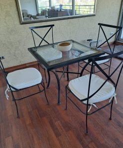 Juego de comedor terraza con 4 sillas crossback