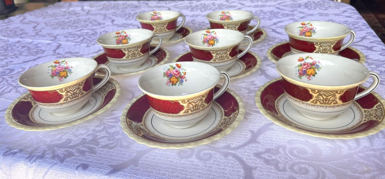 Juego de té porcelana inglesa MYOTT Staffordshire 8 puestos