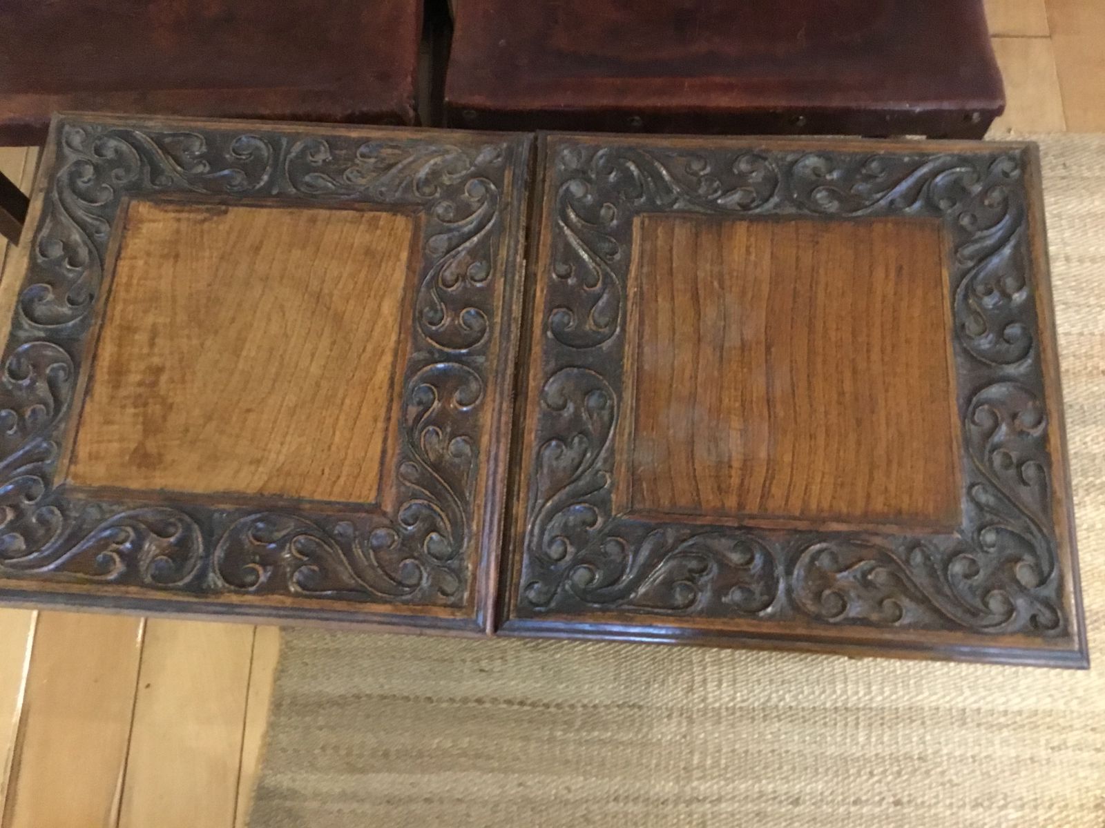 Mesas laterales madera sólida bordes tallados - Imagen 3