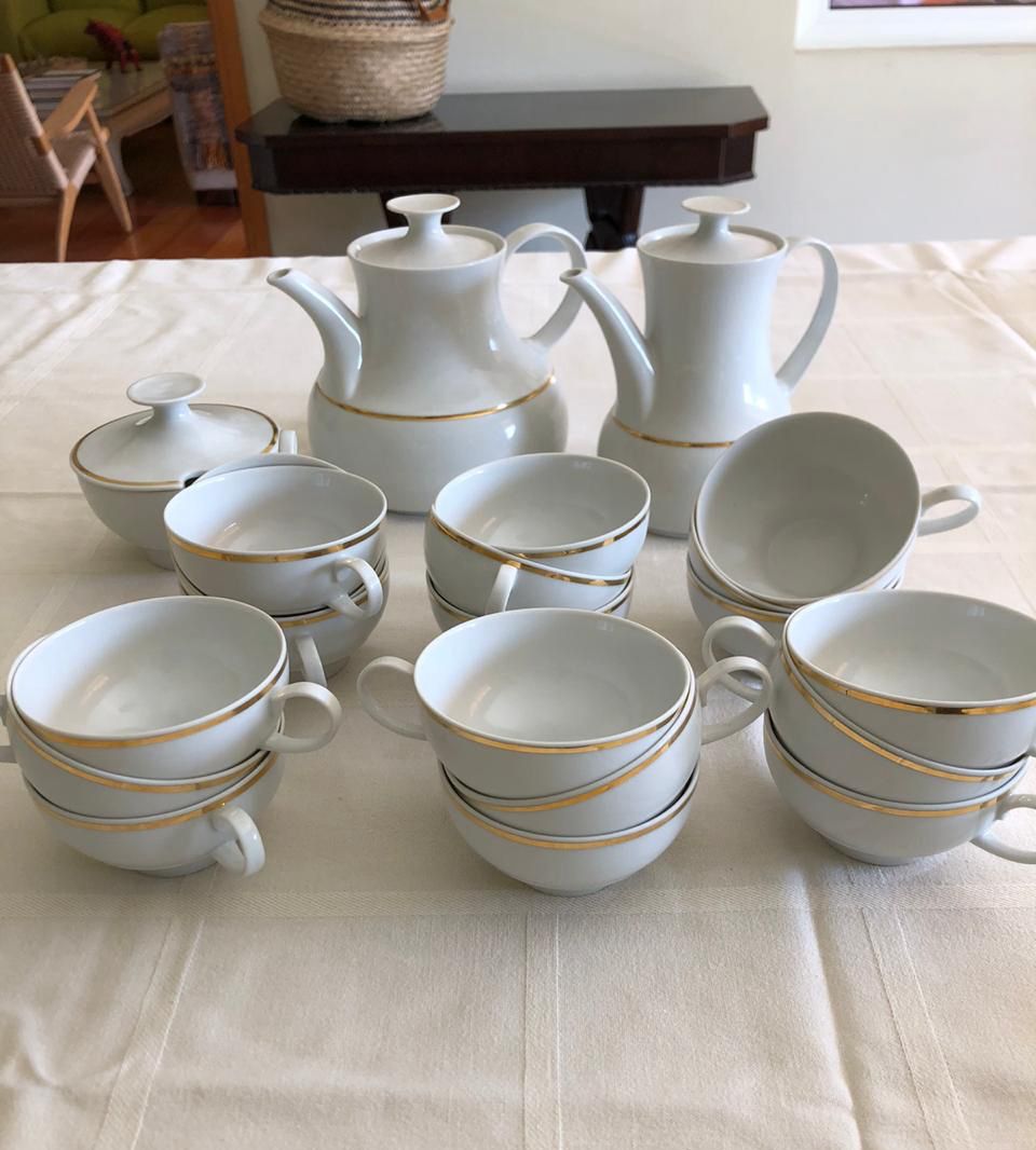 Juego de té y café Florencia ribete dorado
