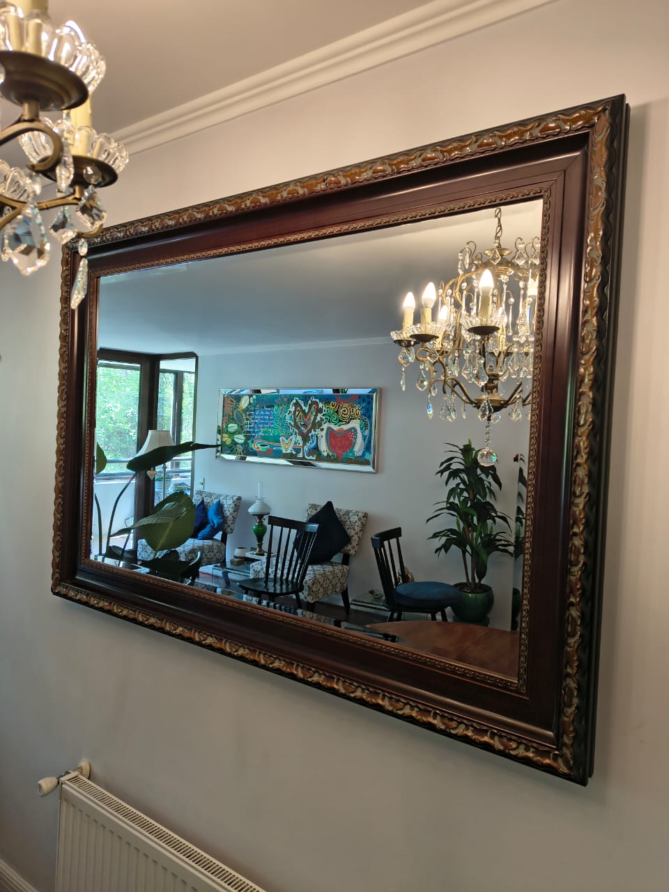 Espejo biselado con marco de madera tallado - Imagen 2