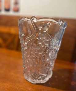 Florero con diseño flores vidrio