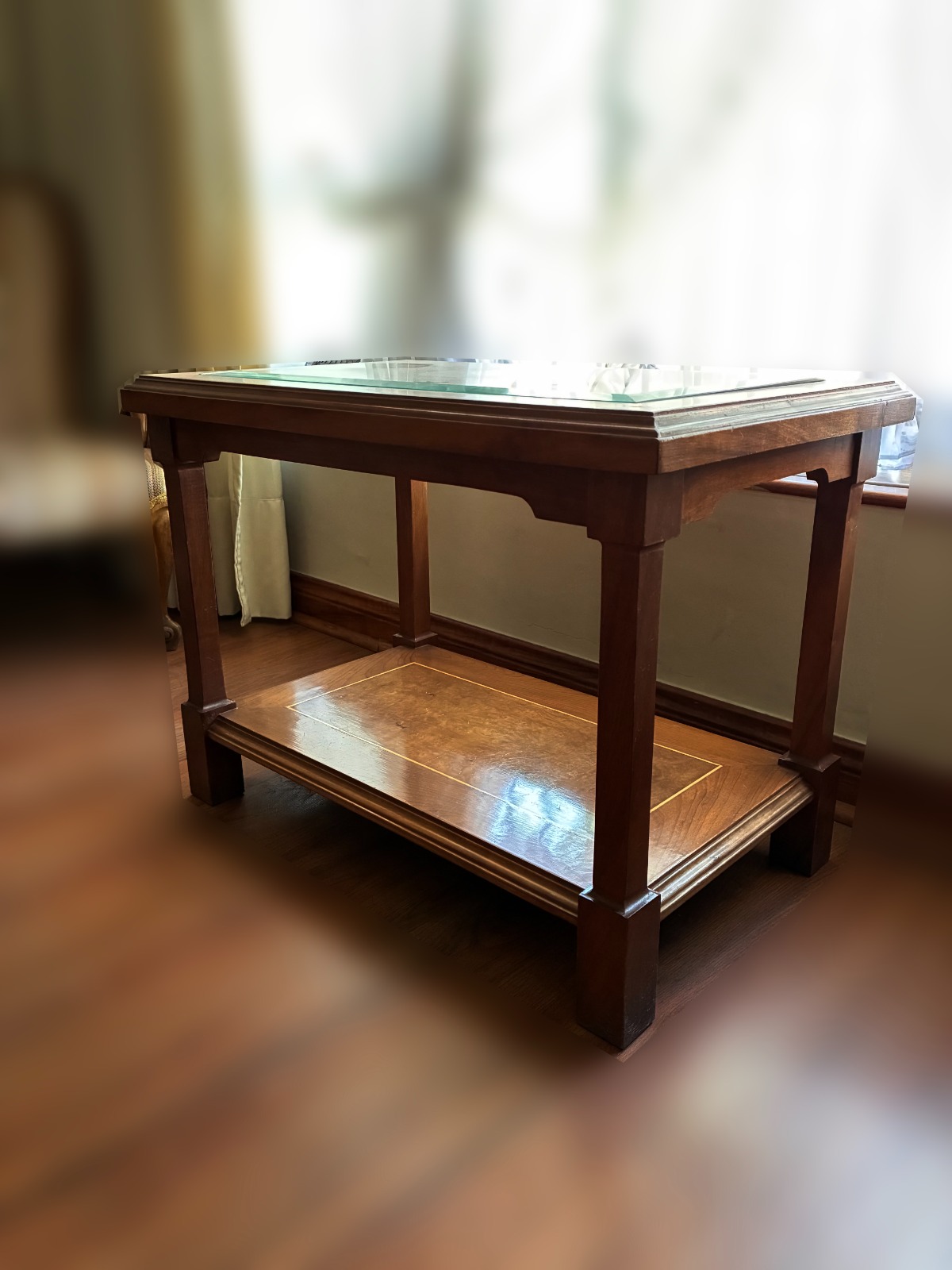 Par de mesas laterales o auxiliar vidrio biselado - Imagen 5