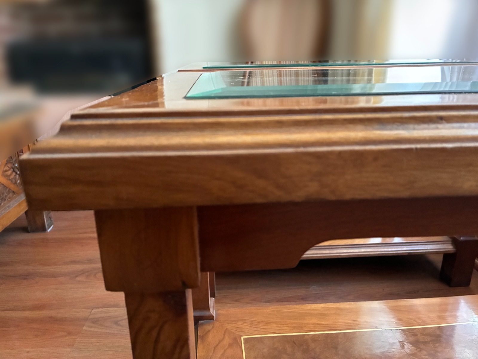 Par de mesas laterales o auxiliar vidrio biselado - Imagen 3