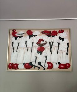 Cuadro mujeres dominicano blanco y rojo