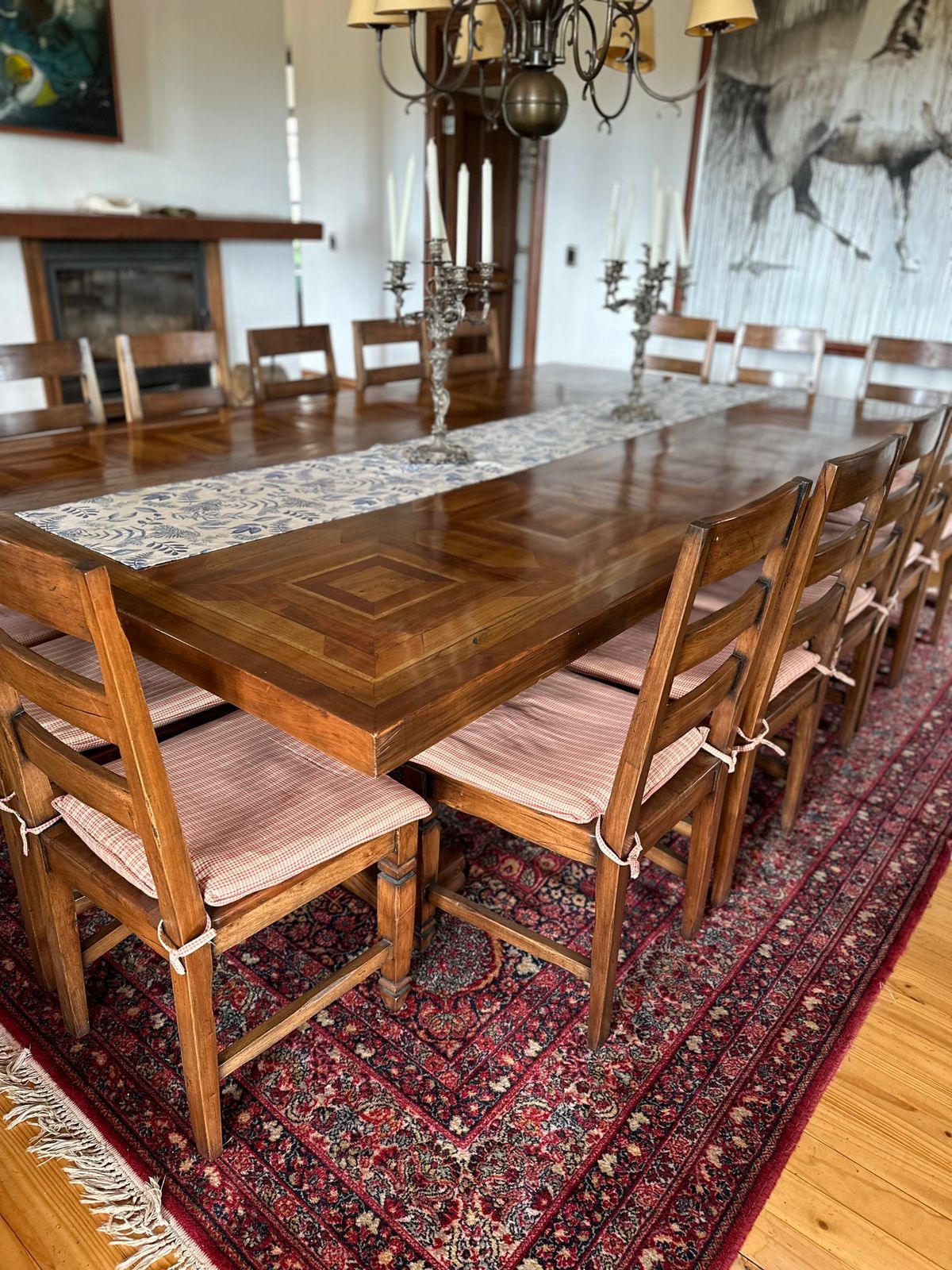 Juego de comedor Lingue con marquetería con 14 sillas - Imagen 11