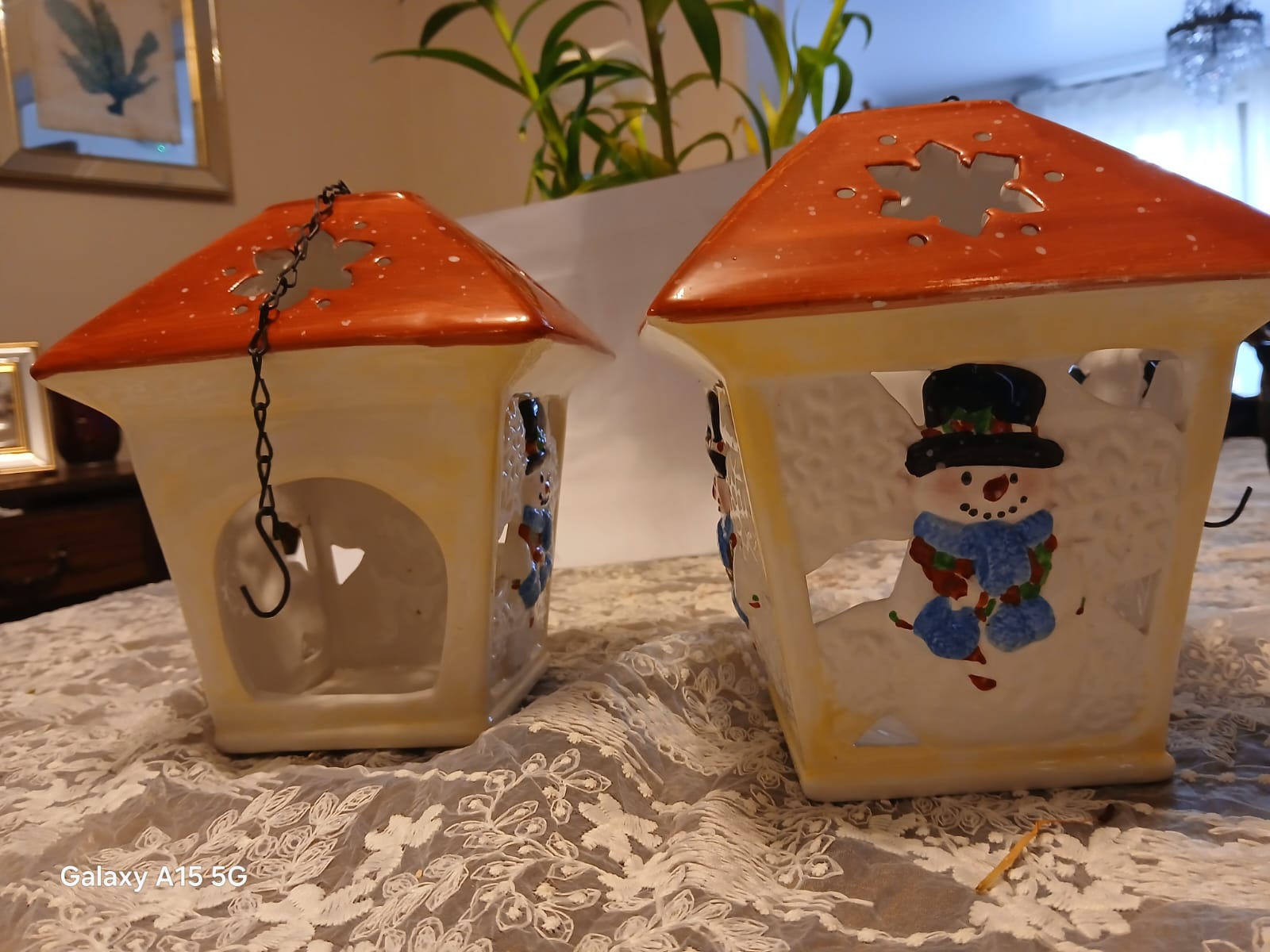 Par de faroles navideños cerámica - Imagen 5