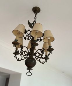 Lámpara antigua de bronce 6 luces