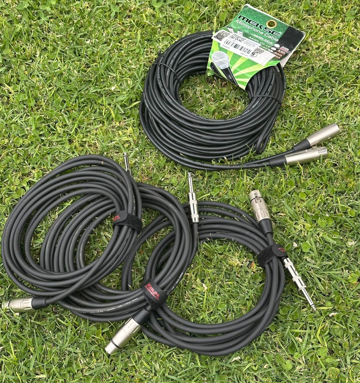 Cable de Microfono Mekse y 3 cables de instrumento Kirlin