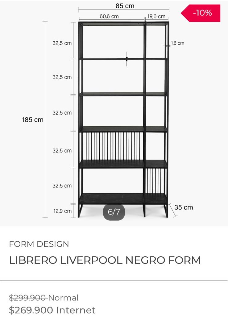 Librero Liverpool negro Form Design - Imagen 5