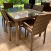 Juego comedor terraza con 6 sillas rattan artificial Attimo