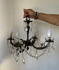 Lampara de techo bronce 4 luces con lagrimas