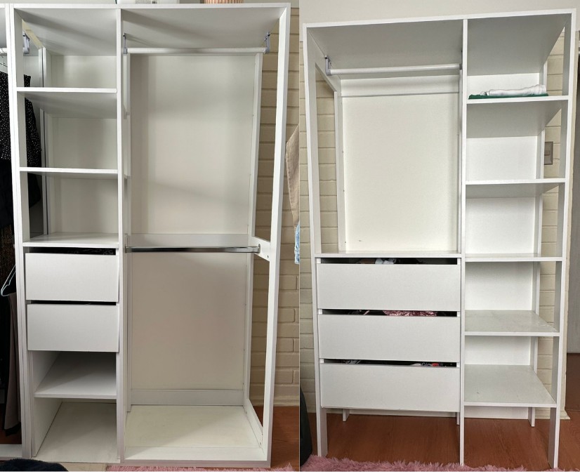 Closet armado blanco sin puertas
