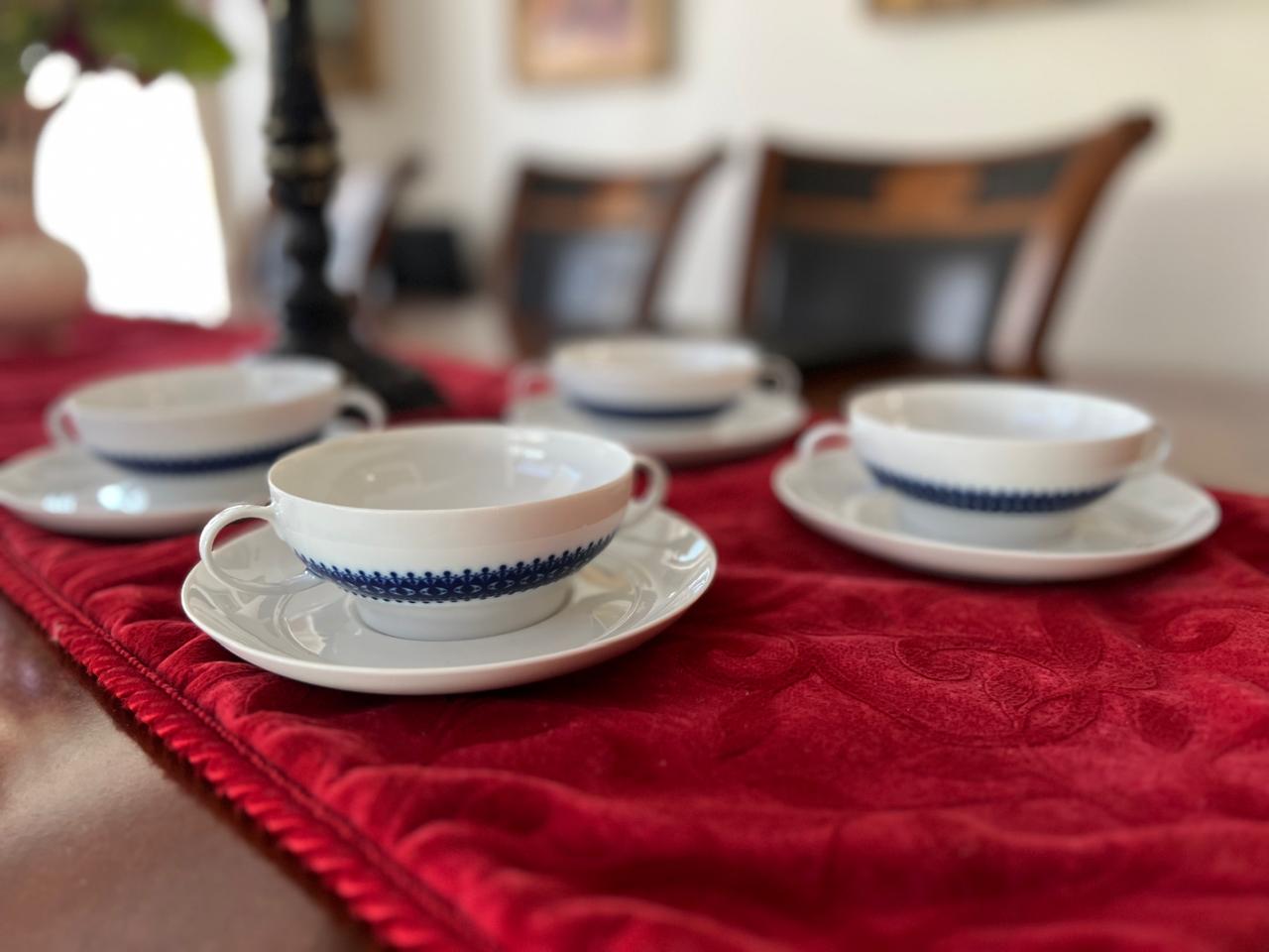 Juego de 4 tazas consomé Thomas Rosenthal Rotunda Kobaltblau