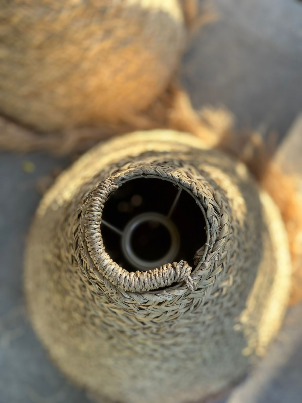 Par pantallas lámparas de techo fibra natural cono - Imagen 2