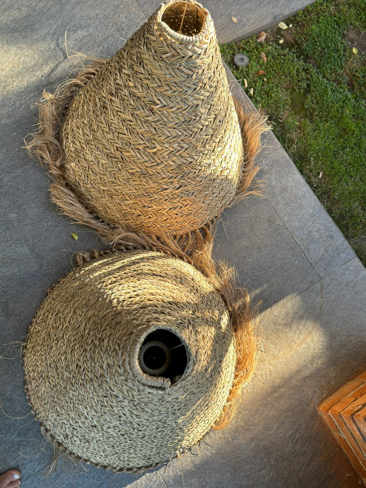 Par pantallas lámparas de techo fibra natural cono - Imagen 3