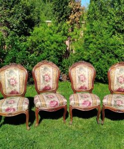 Juego 6 sillas Reina Ana tapiz con flores