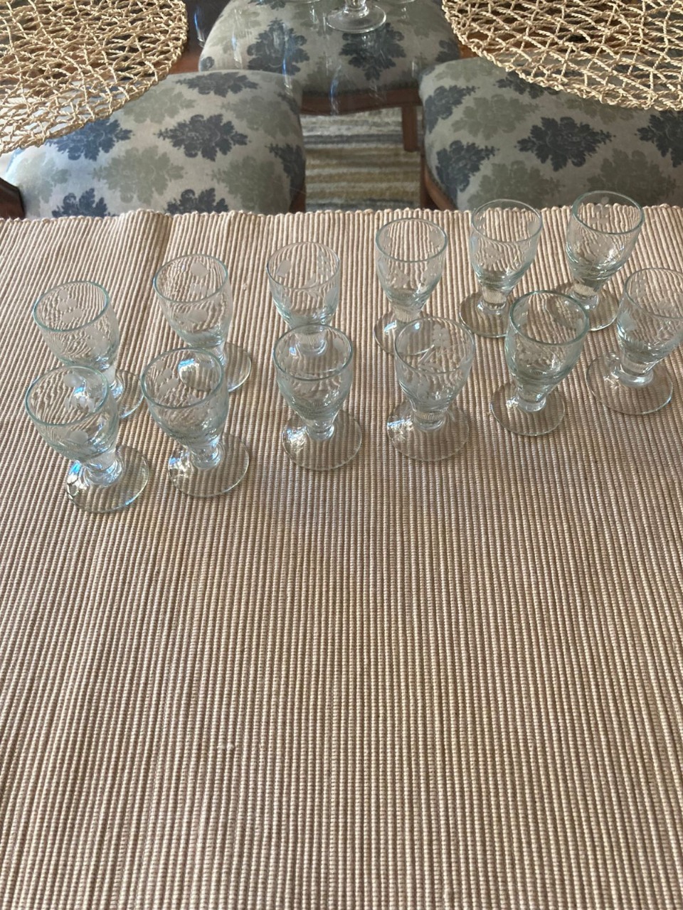 Set 12 vasos bajativo de cristal tallado