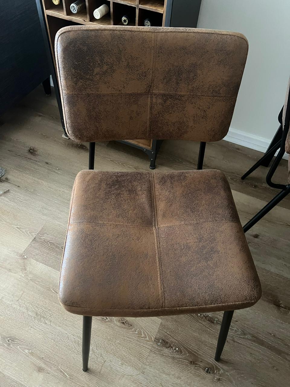 Juego de comedor madera y metal con 6 sillas cuero - Imagen 2