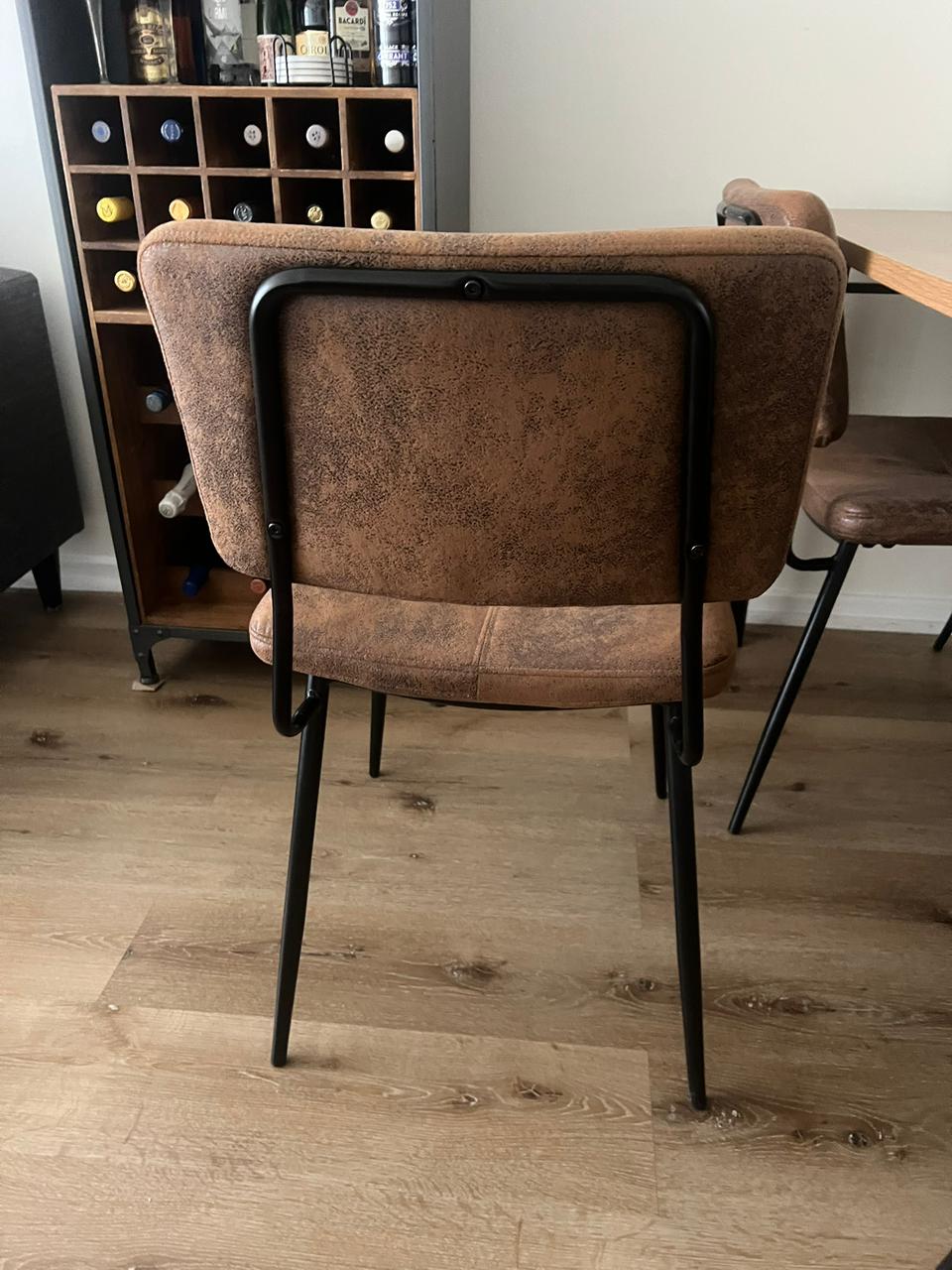 Juego de comedor madera y metal con 6 sillas cuero - Imagen 3