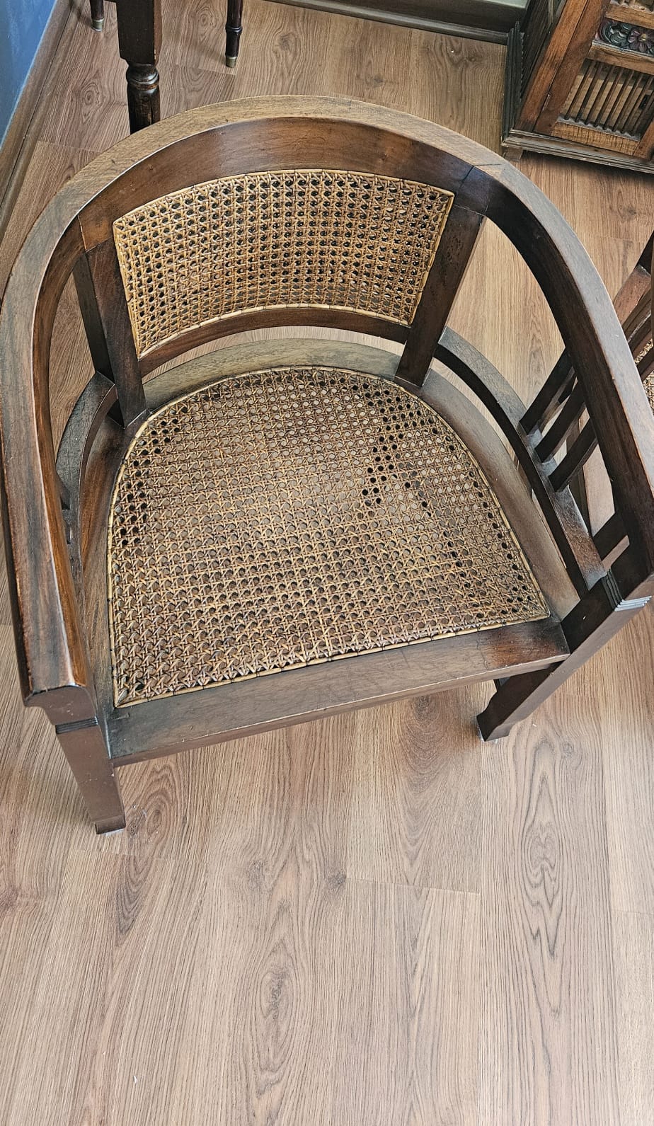 Par sitiales herradura madera y junco - Imagen 6