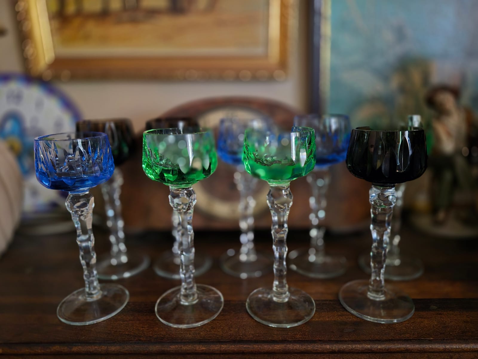 Juego de 9 copas colores talladas - Imagen 2