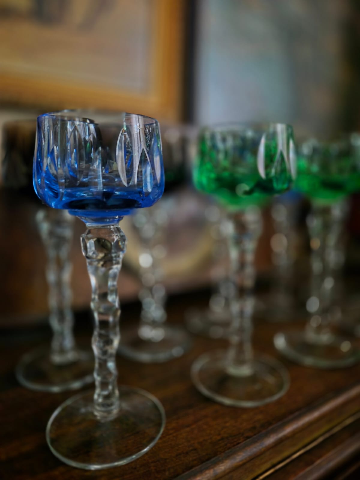 Juego de 9 copas colores talladas - Imagen 3