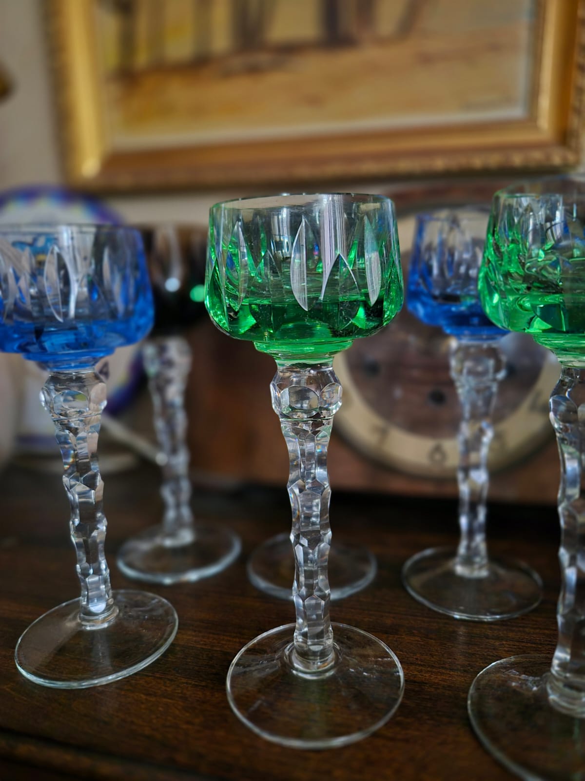Juego de 9 copas colores talladas - Imagen 5