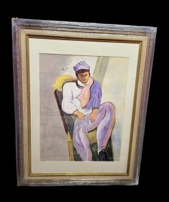 Cuadro Luis Tejada persona sentada técnica Gouche