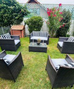 Juego de terraza 6 piezas Ratan PVC