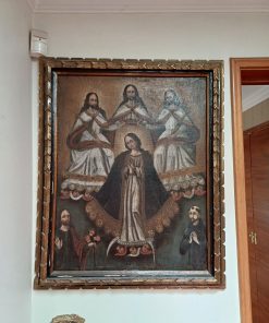 Cuadro pintura coronación Virgen Santísima marco madera
