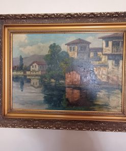 Cuadro pintura óleo Darío Contreras marco dorado